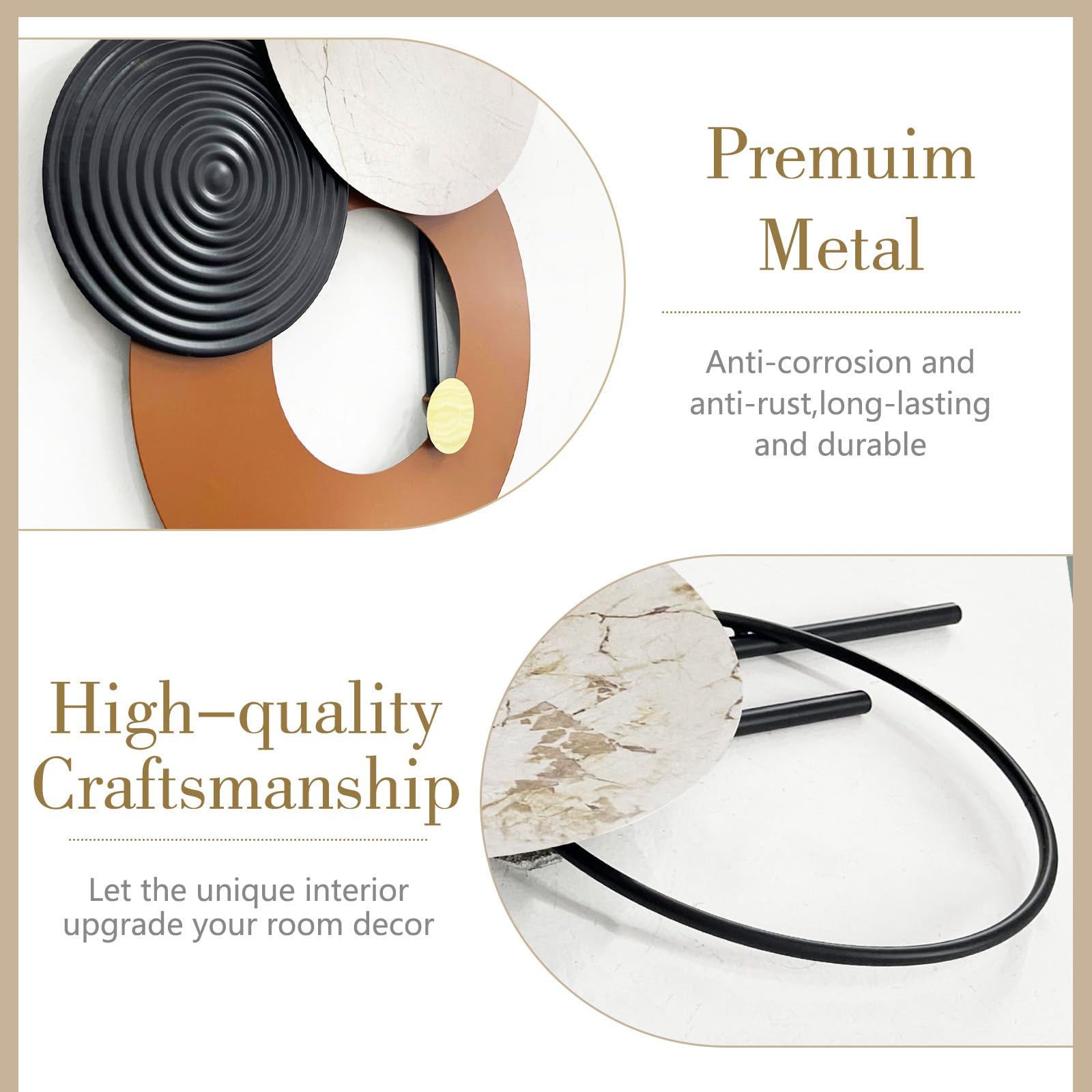 3D Large Metal Wall Art Round Modern Luxury Wall Sculpture