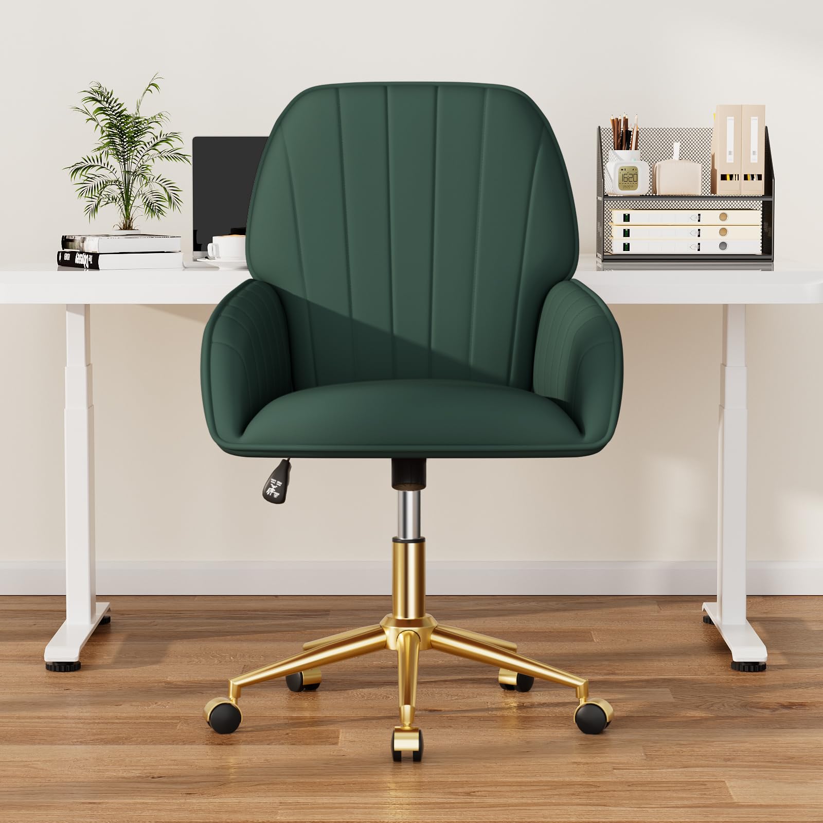 Velvet Swivel Office Chair with Adjustable Wheels