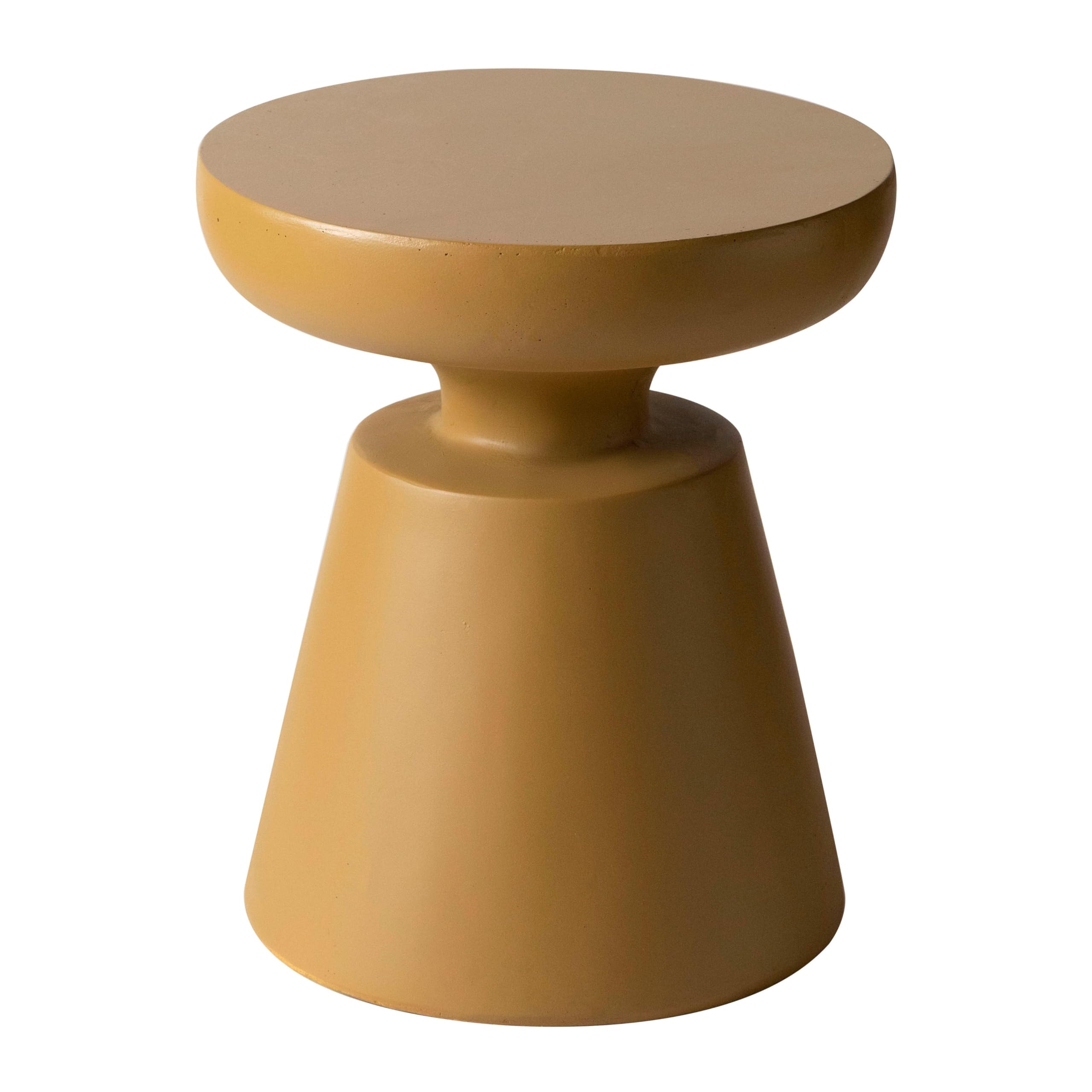 Round Fiberstone Side Table with Pedestal Base