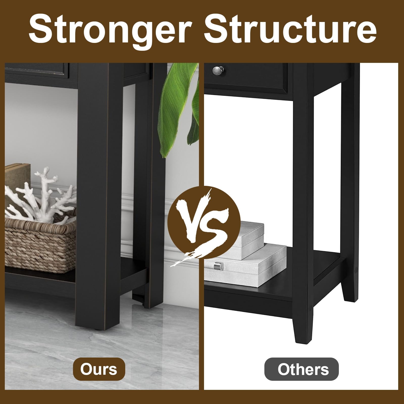 60 Inch Console Table with 4 Drawers