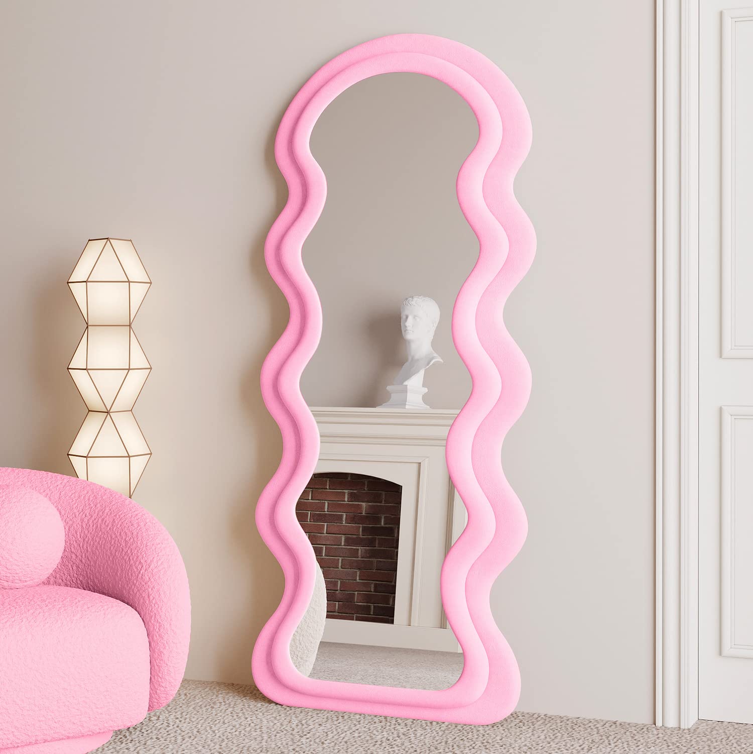 Full Length Wavy Mirror 63x24 Pink