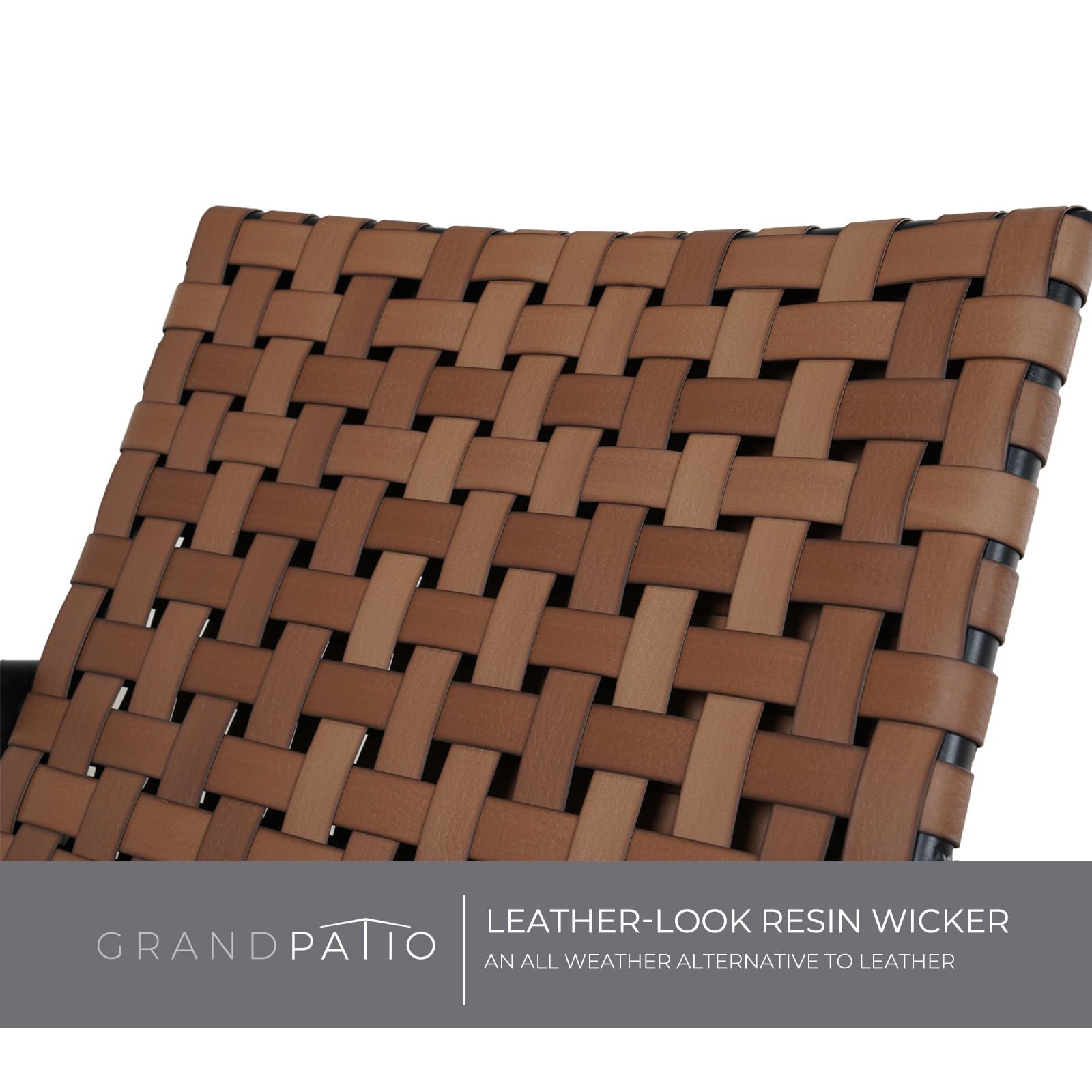 Outdoor Bistro Set 3 Pieces Leather-Look Wicker Patio Chairs with Side Table