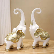 White Elephant Statue Side Table with Clear Glass Top