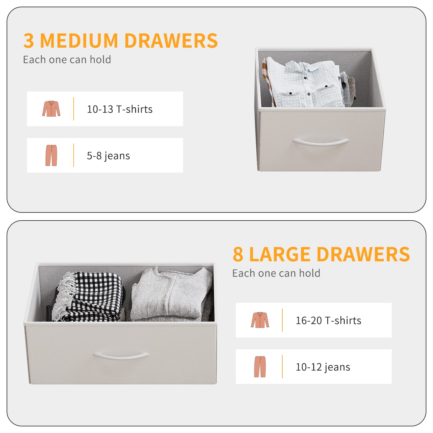 11 Drawer Fabric Storage Dresser with Deep Shelves