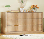 Fluted 6-Drawer Dresser with Metal Handles