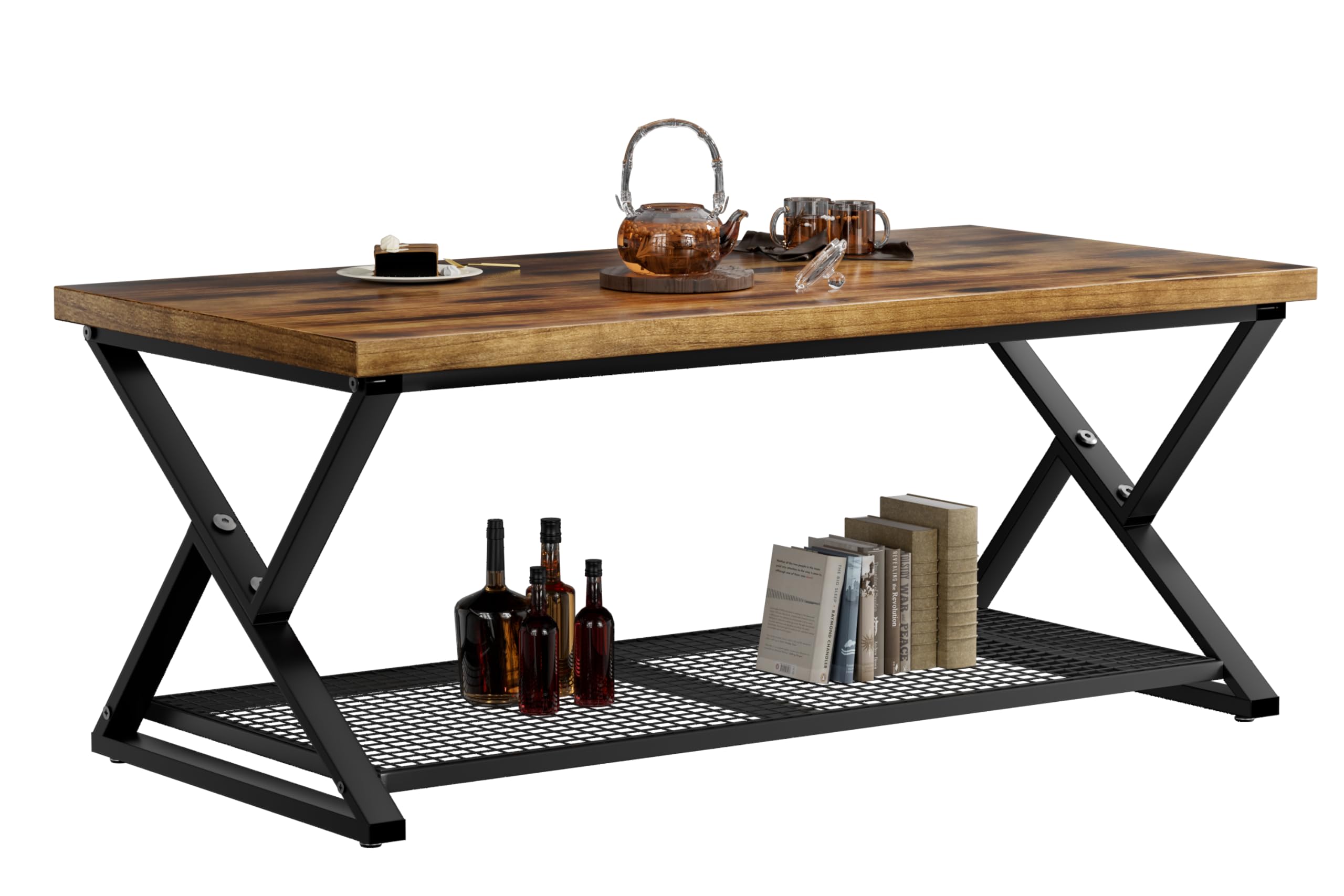 Rectangular Coffee Table with Storage Shelf