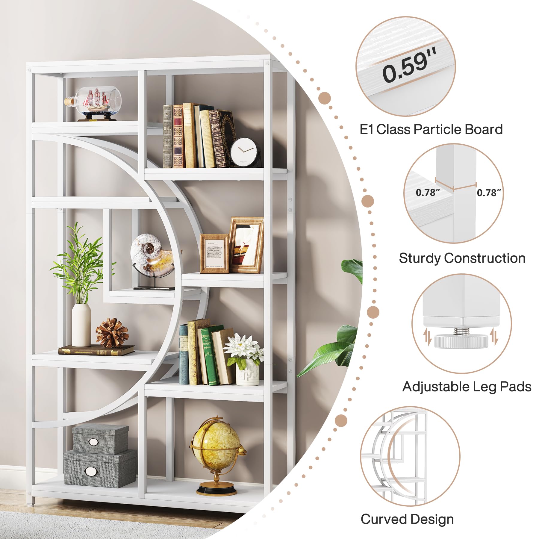 5-Tier Industrial Bookshelf Storage Organizer