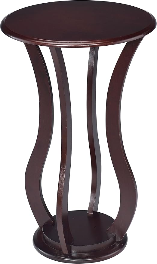 Round Plant Stand with Faux Marble Top and Shelf