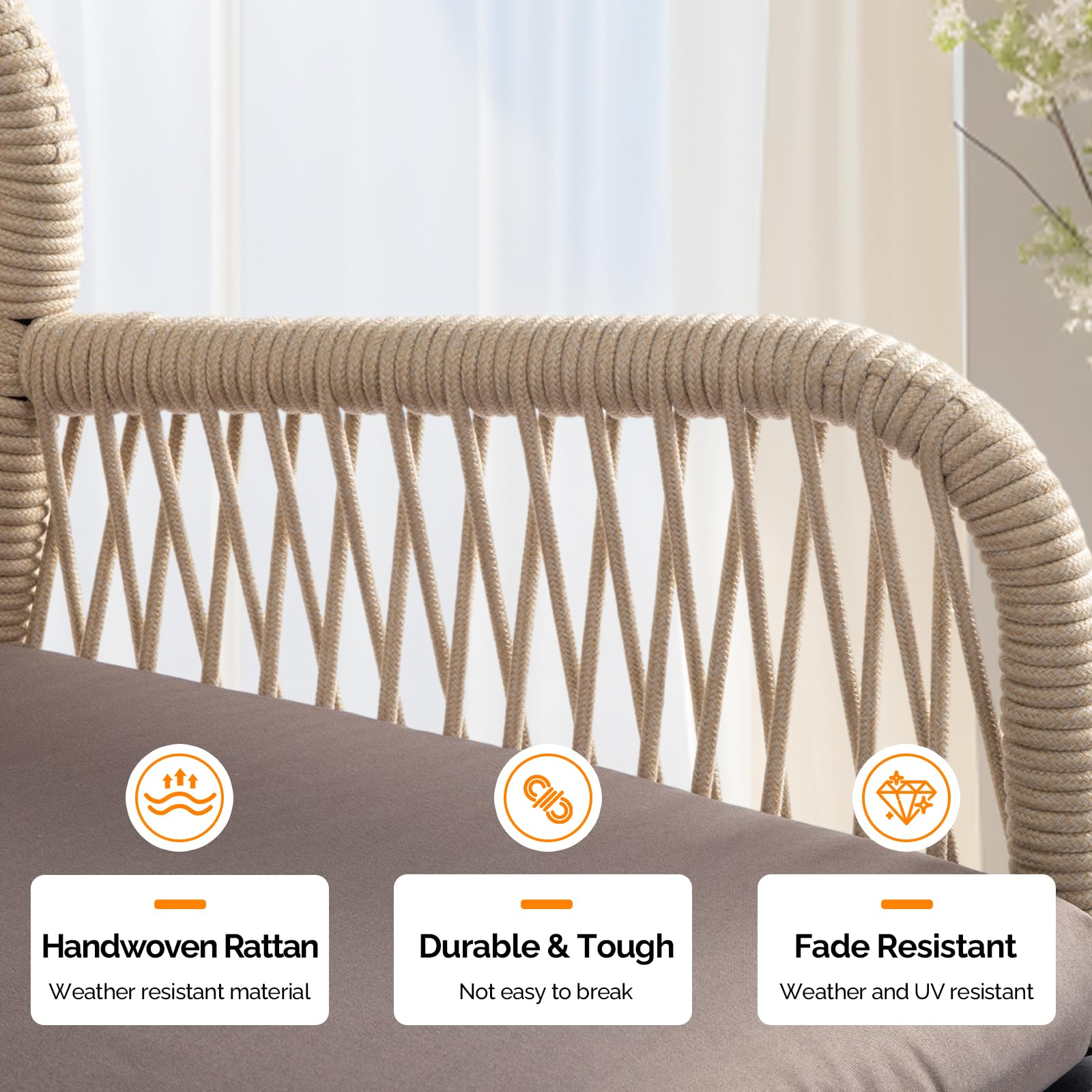 Outdoor Counter Height Bar Stools Set of 4 with Backrest