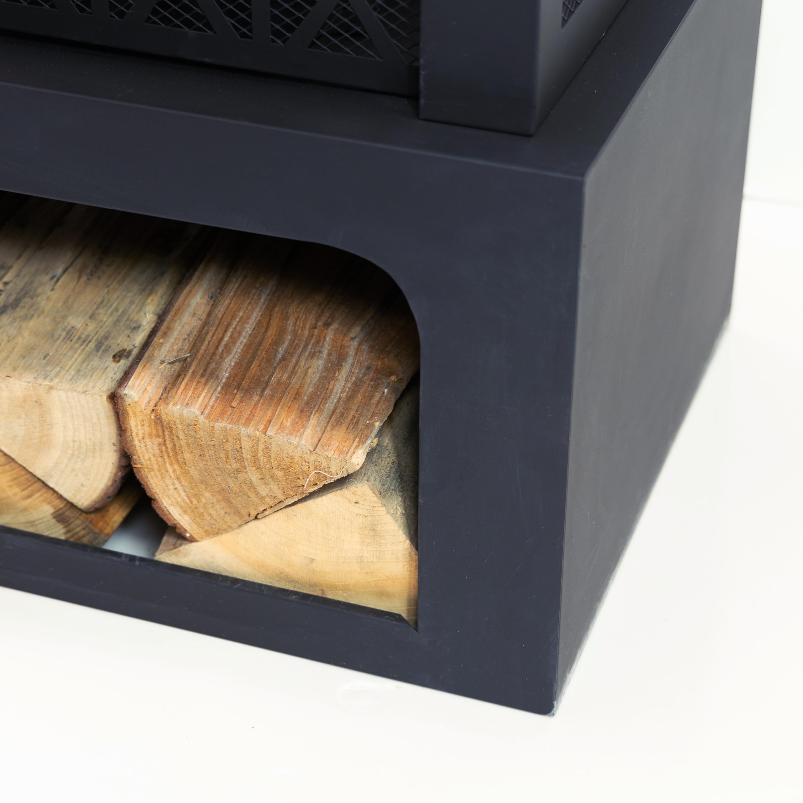 Outdoor Wood Burning Fireplace with Log Storage