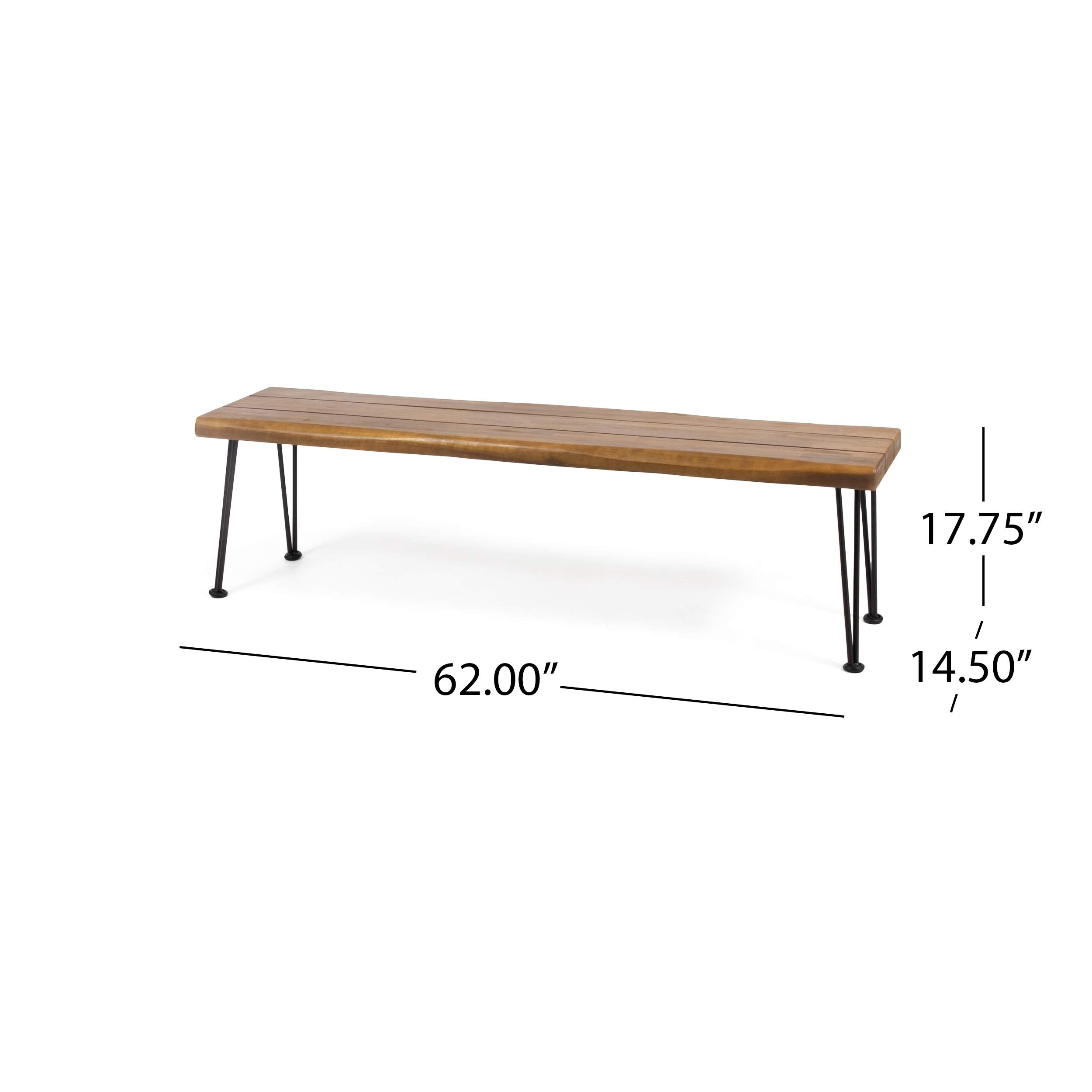 Outdoor Acacia Wood Bench with Hairpin Legs
