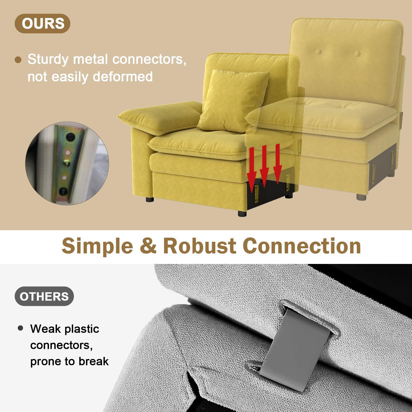 6-Seat Modular Sectional Sofa with Ottoman