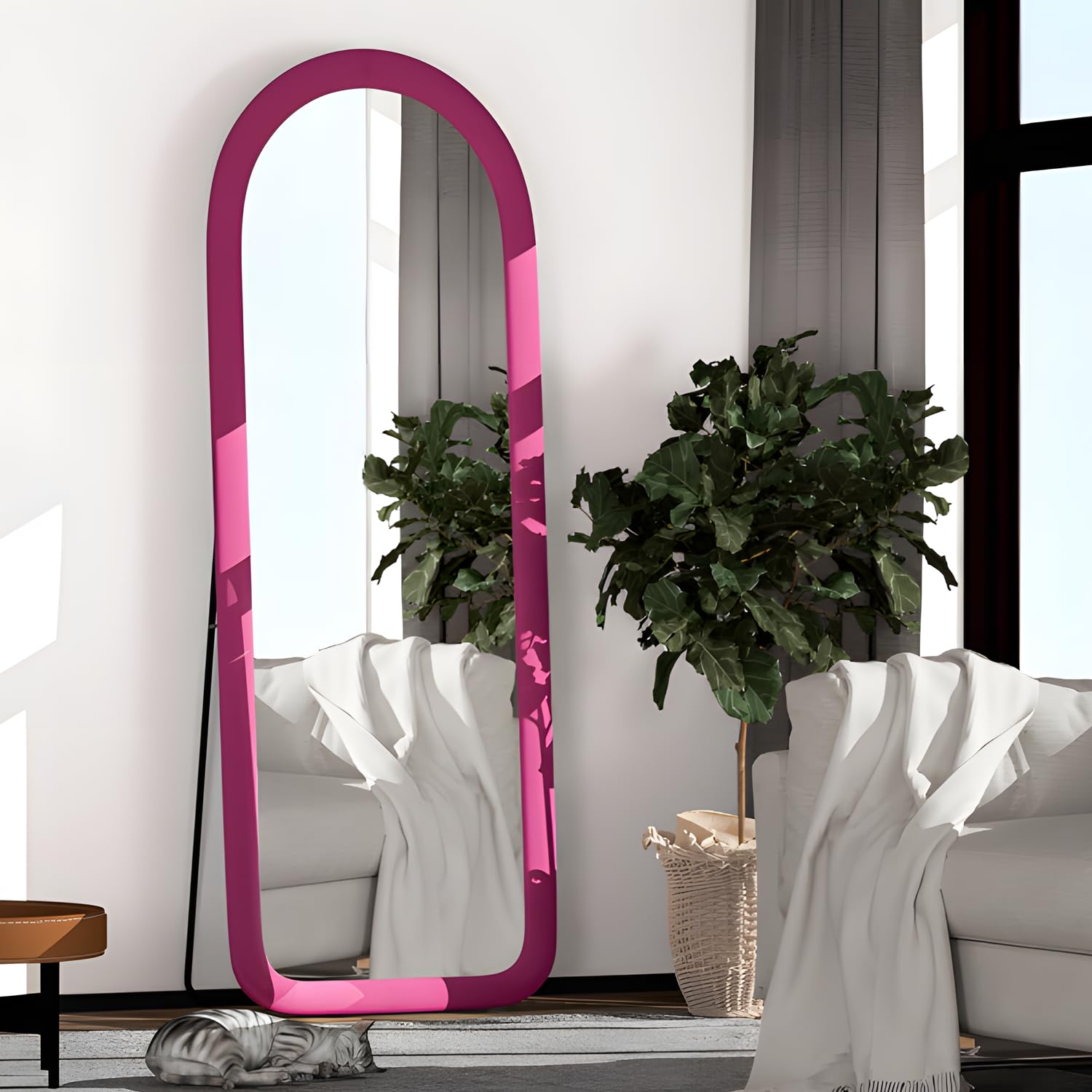 Arched Full Length Floor Mirror with Stand