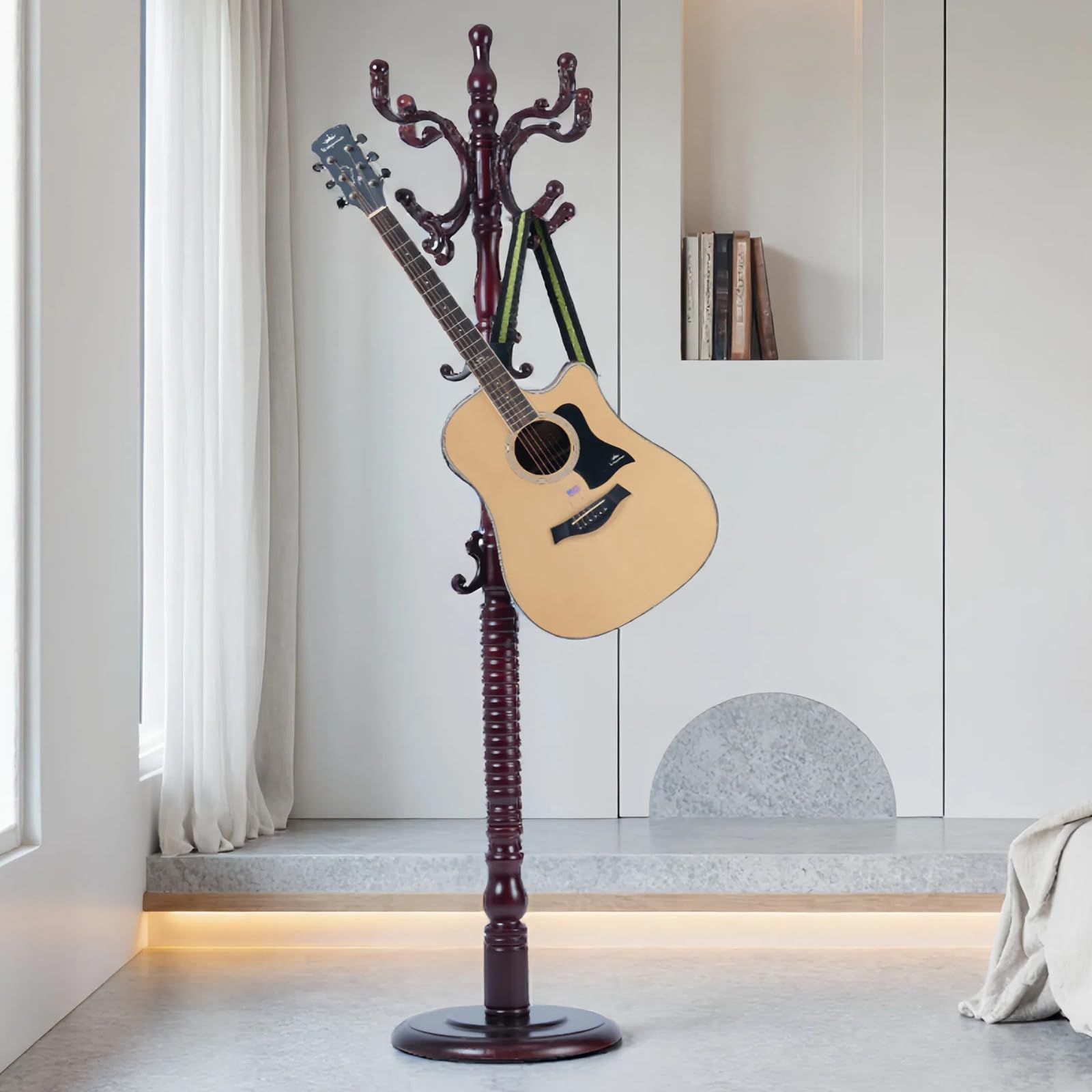 Freestanding Wooden Coat Rack with 18 Hooks