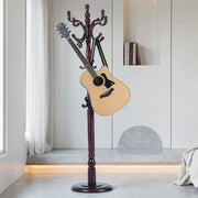 Freestanding Wooden Coat Rack with 18 Hooks