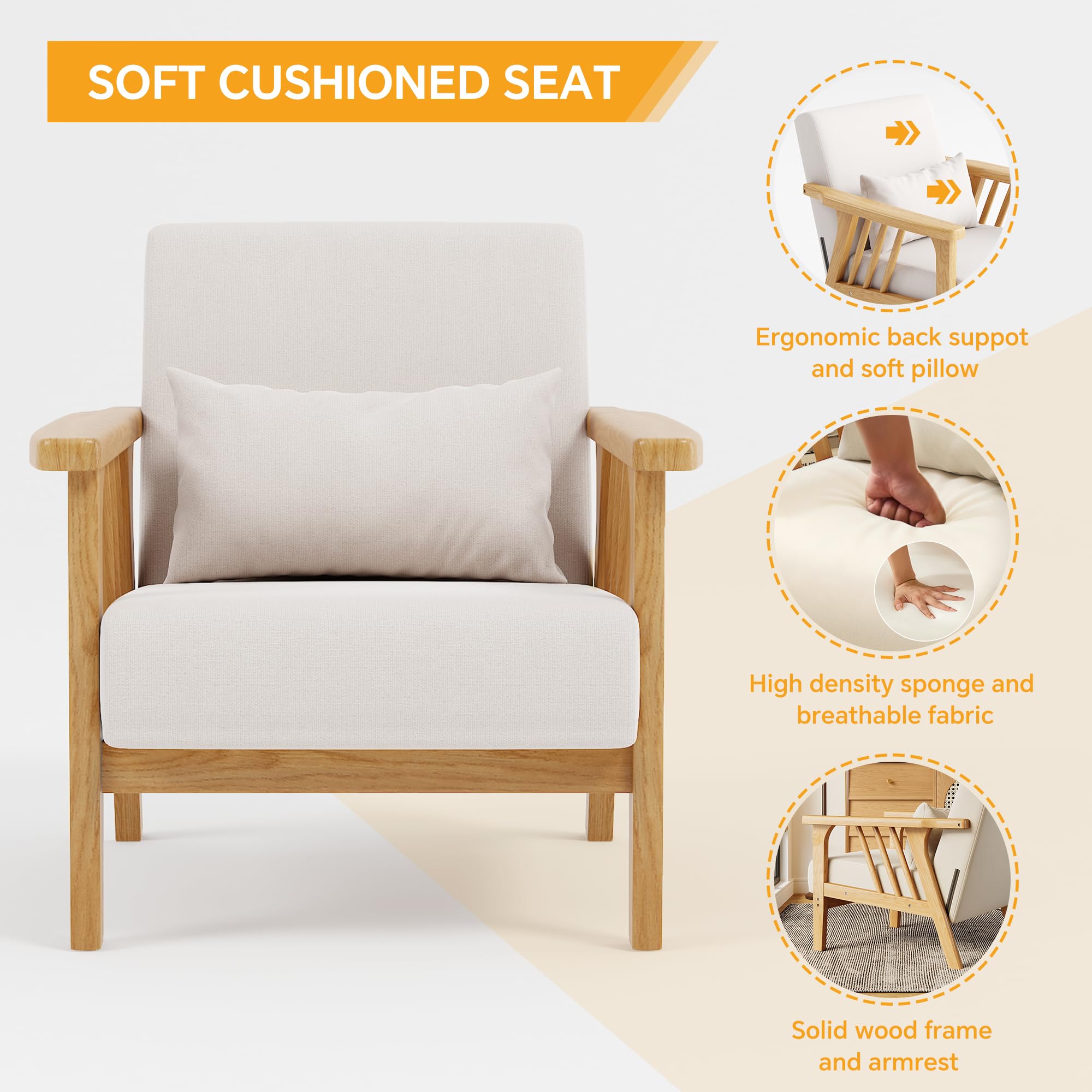 Mid-Century Modern Accent Chair with Armrests