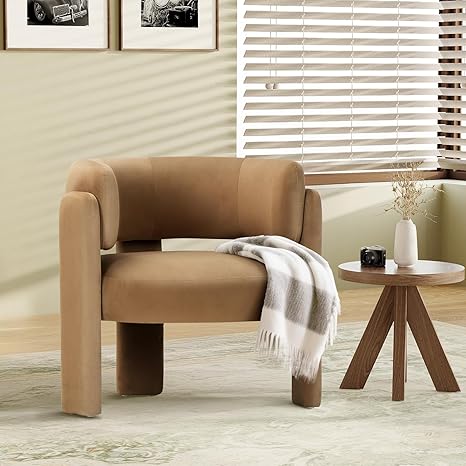 Modern Velvet Accent Chair Set of 2 with 3 Legs