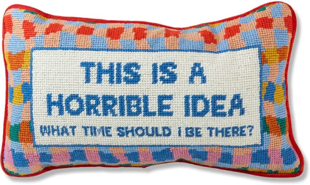 Needlepoint Decorative Throw Pillow - Orange Velvet