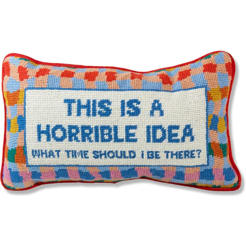 Needlepoint Decorative Throw Pillow - Orange Velvet
