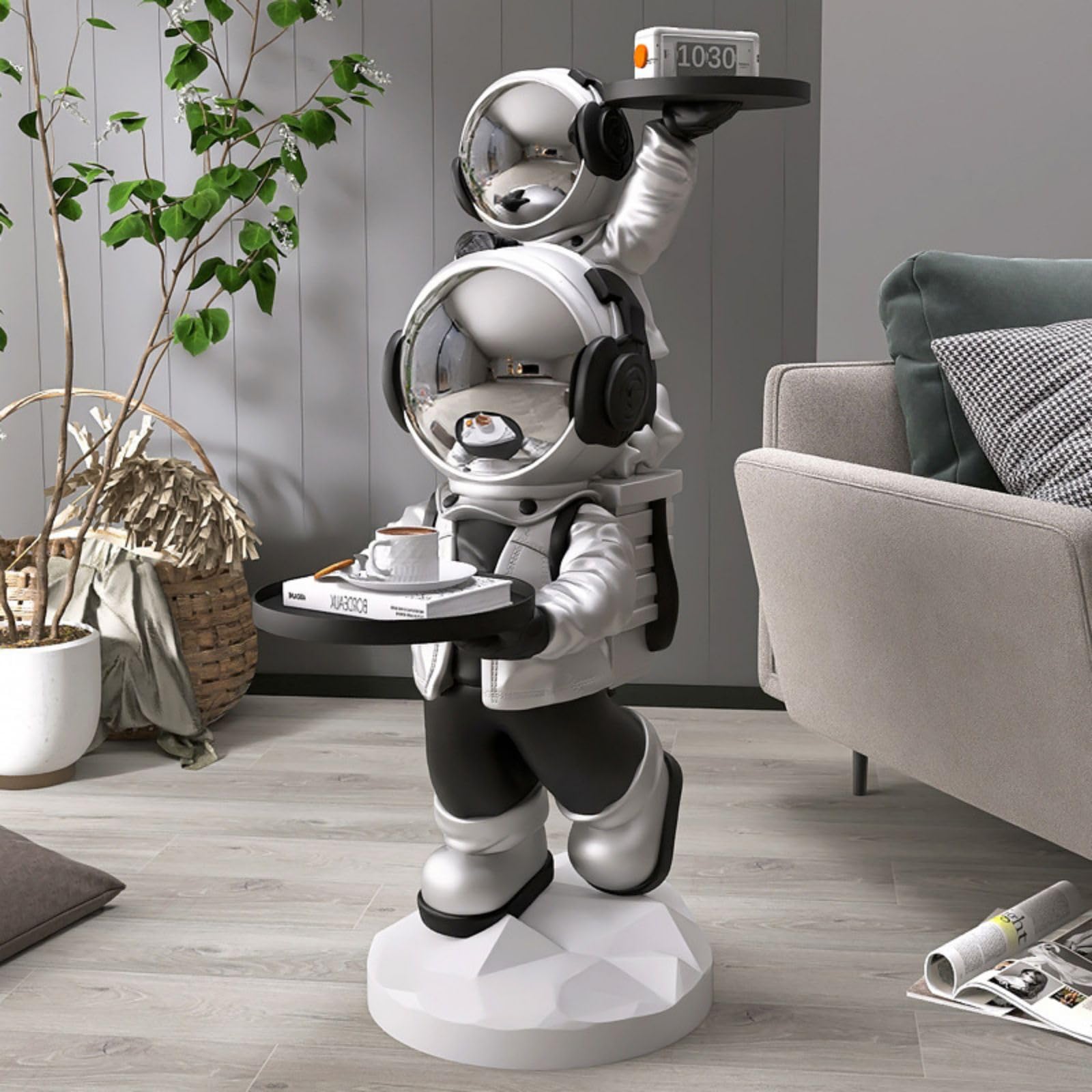 Astronaut Floor Sculpture with Dual Tray Top