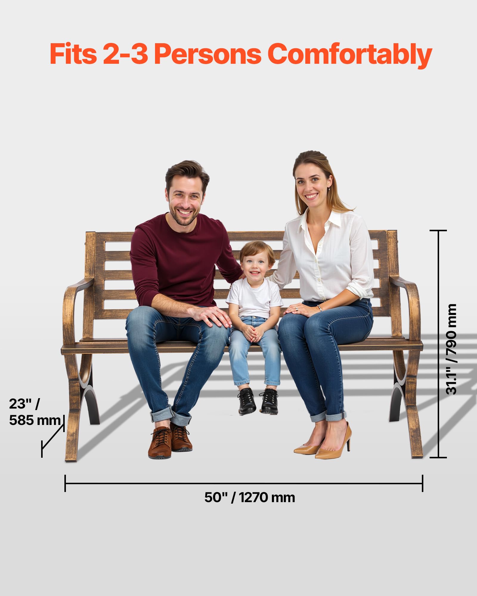 50 Inch Carbon Steel Outdoor Bench