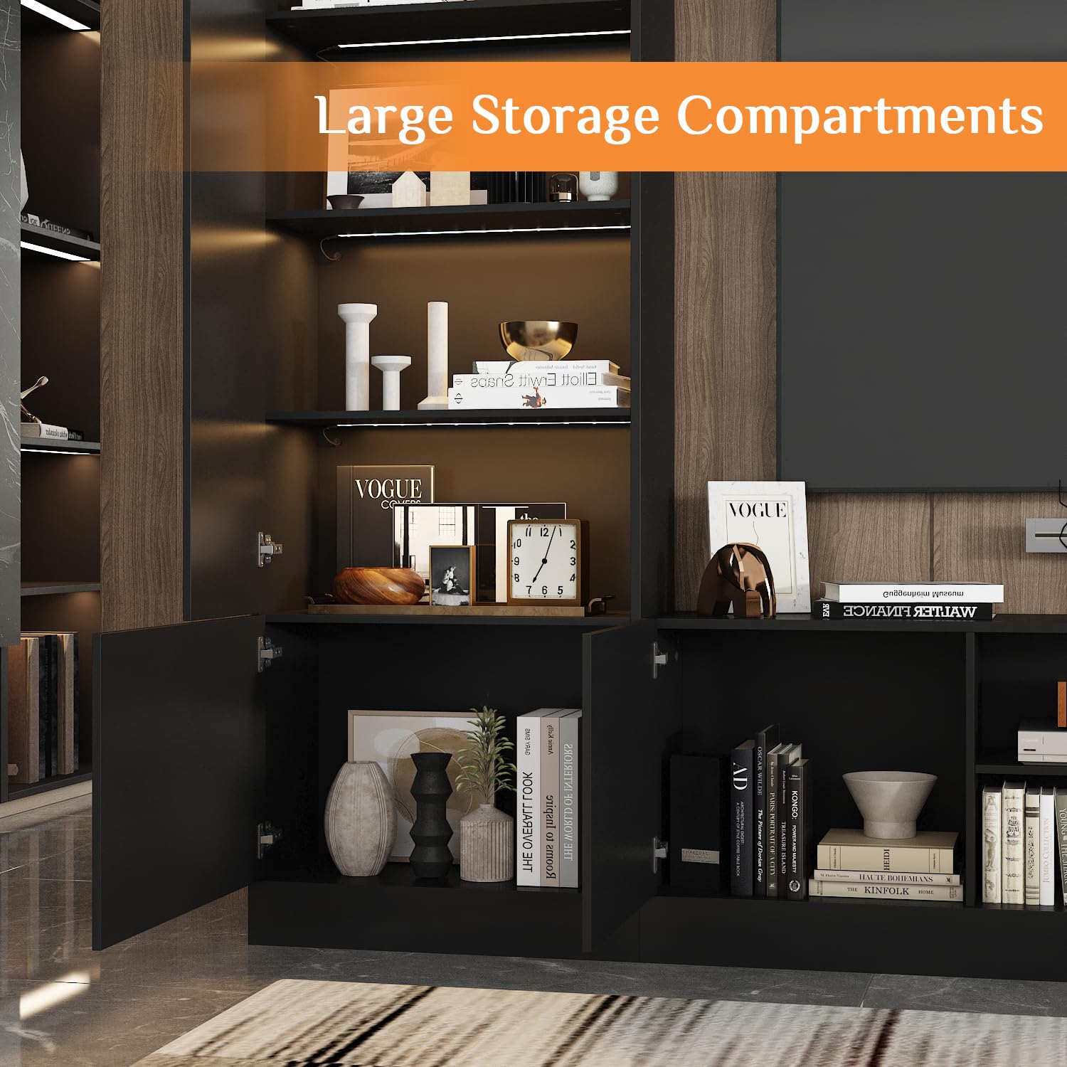 Large Wall Unit Entertainment Center with LED Lights