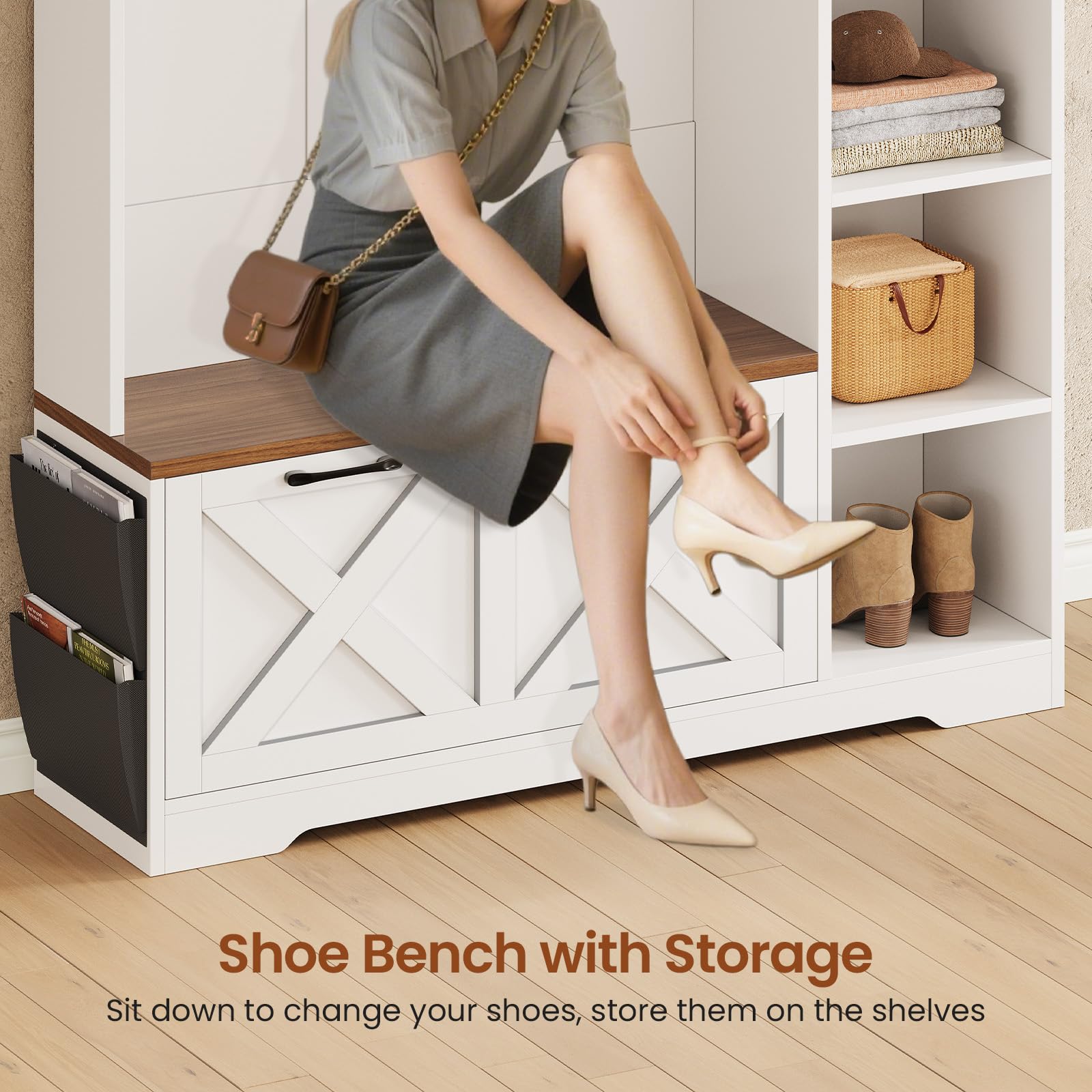 Hall Tree with Shoe Storage Bench and Coat Rack