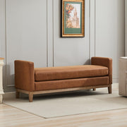 Oversized Upholstered Bench Ottoman with Bolster Pillows