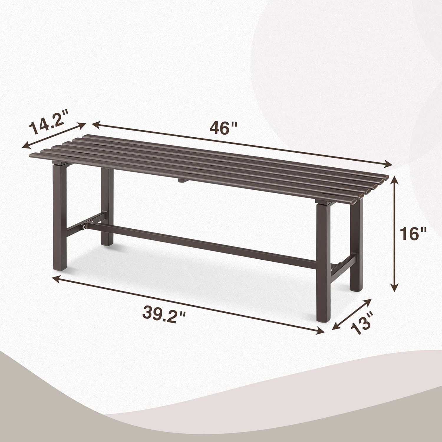 Outdoor Metal Bench Backless 2-Person Seating