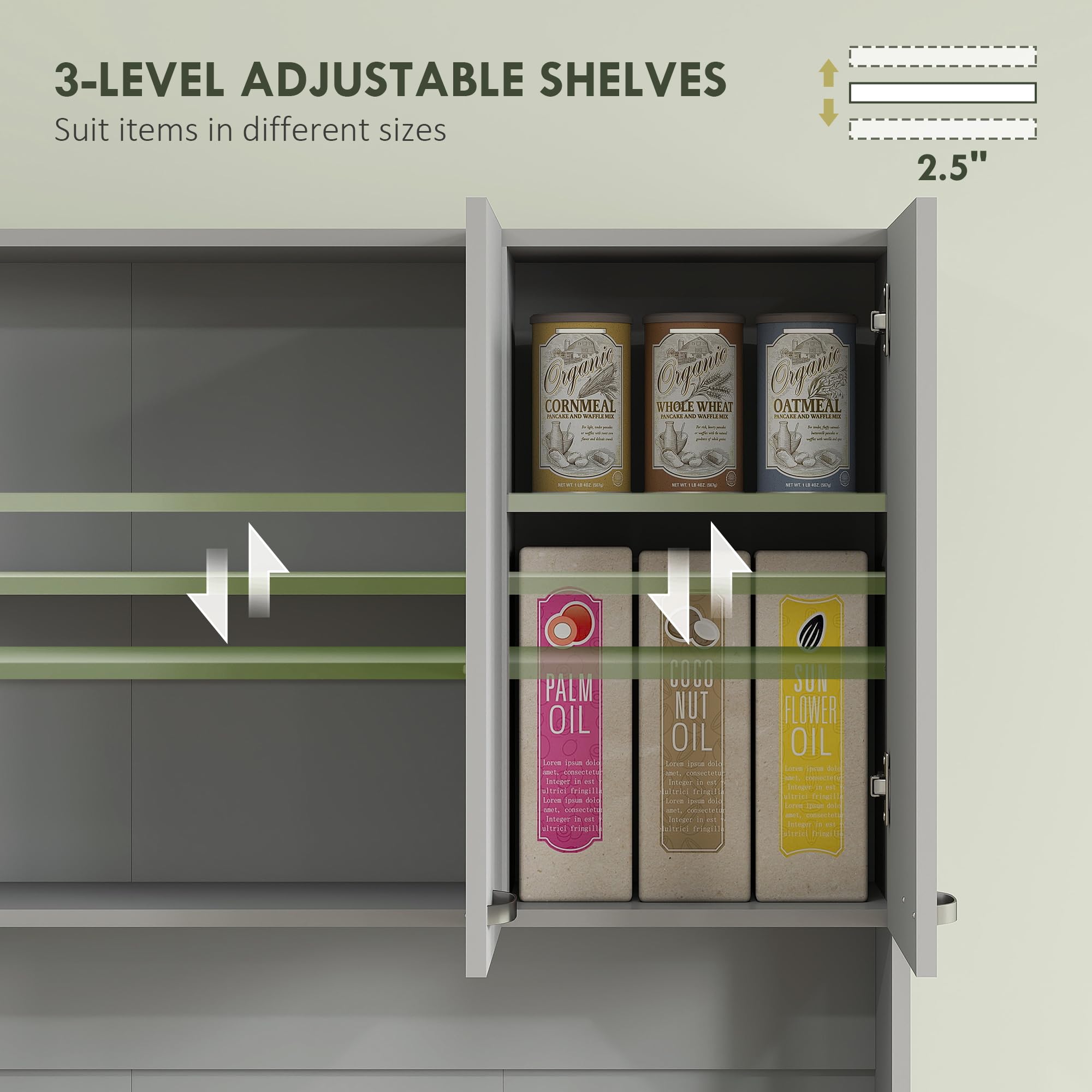 Kitchen Pantry Cabinet with Microwave Stand