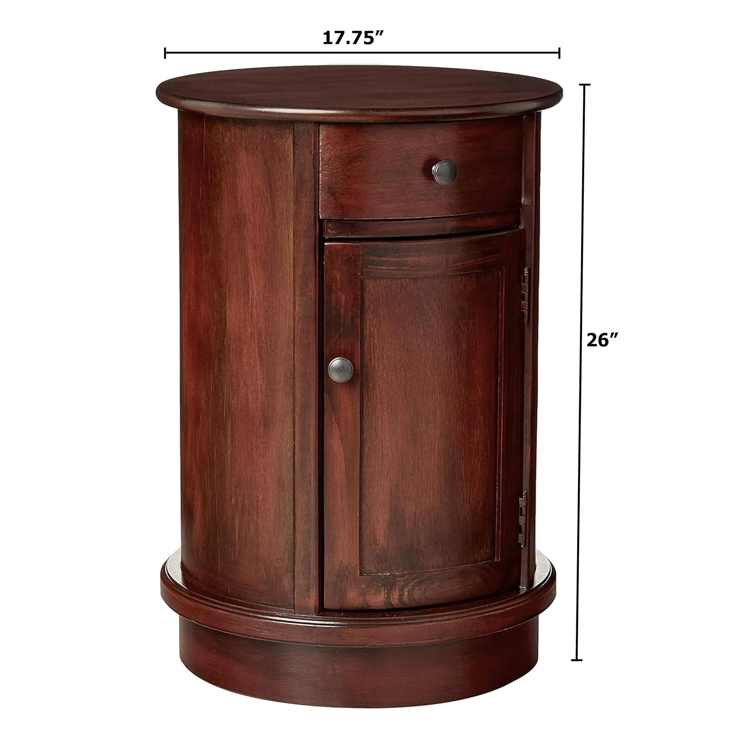 Round End Table with Storage Drawer
