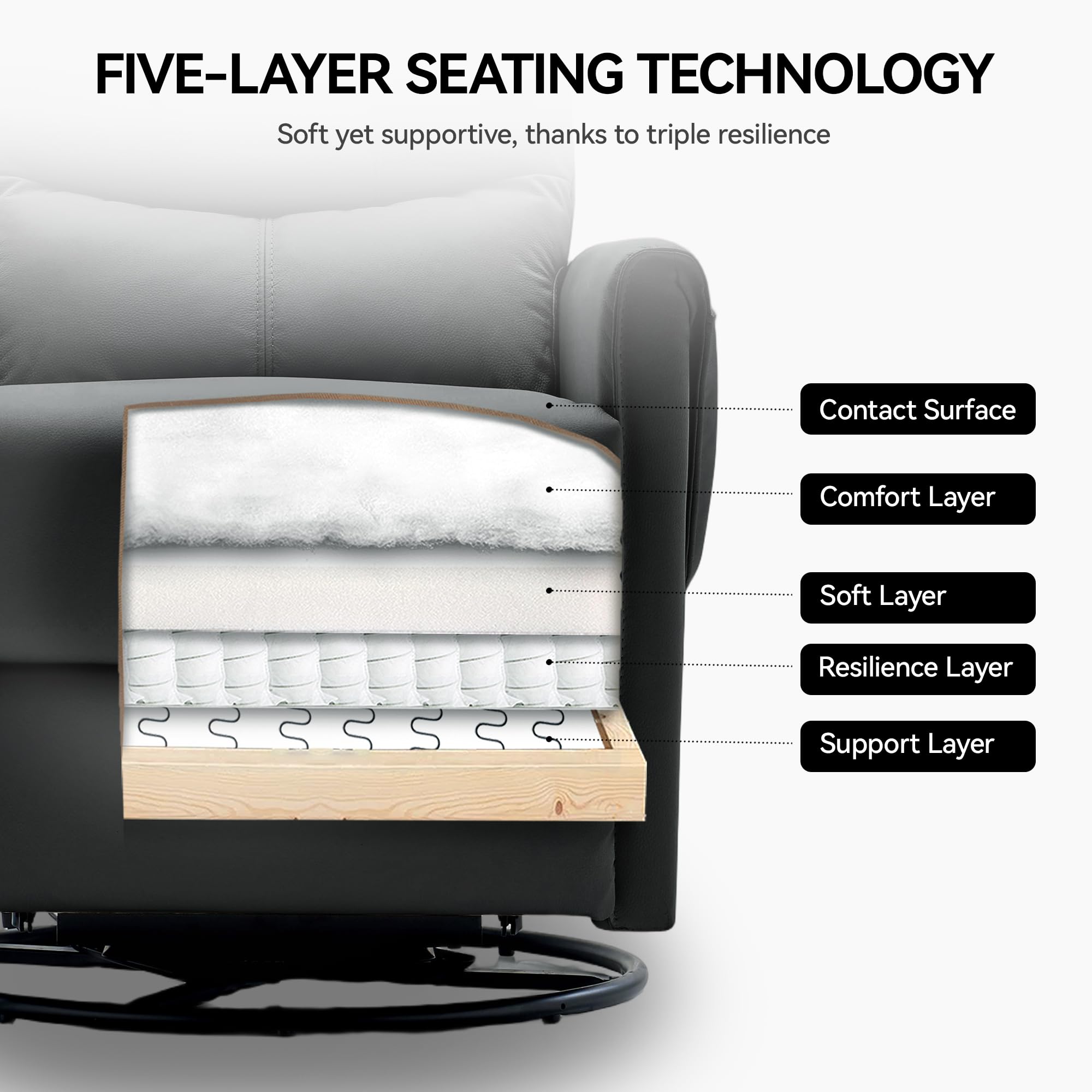 Genuine Leather Power Rocker Recliner Chair