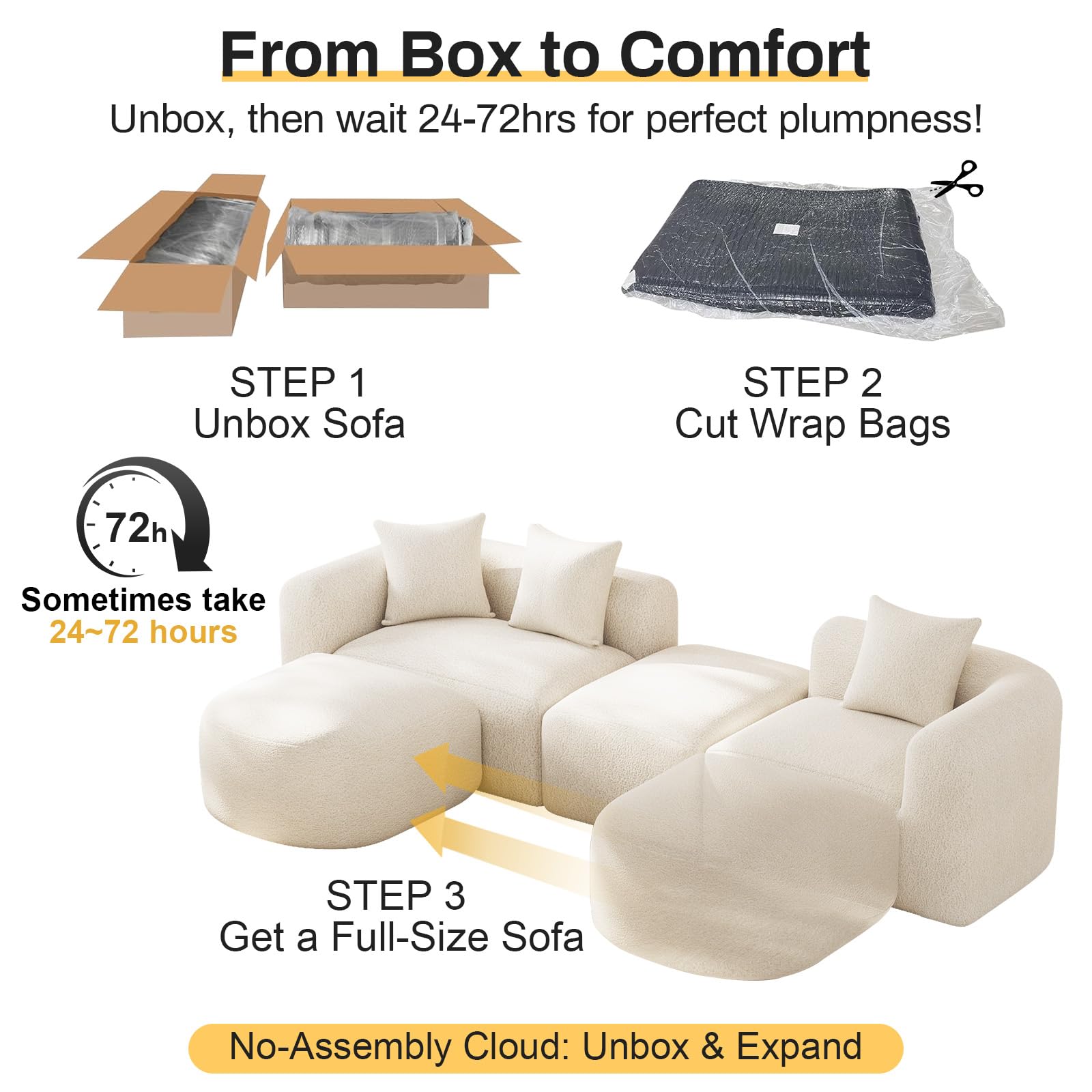 Modern Oversized Curved Sectional Sofa 119 Inch
