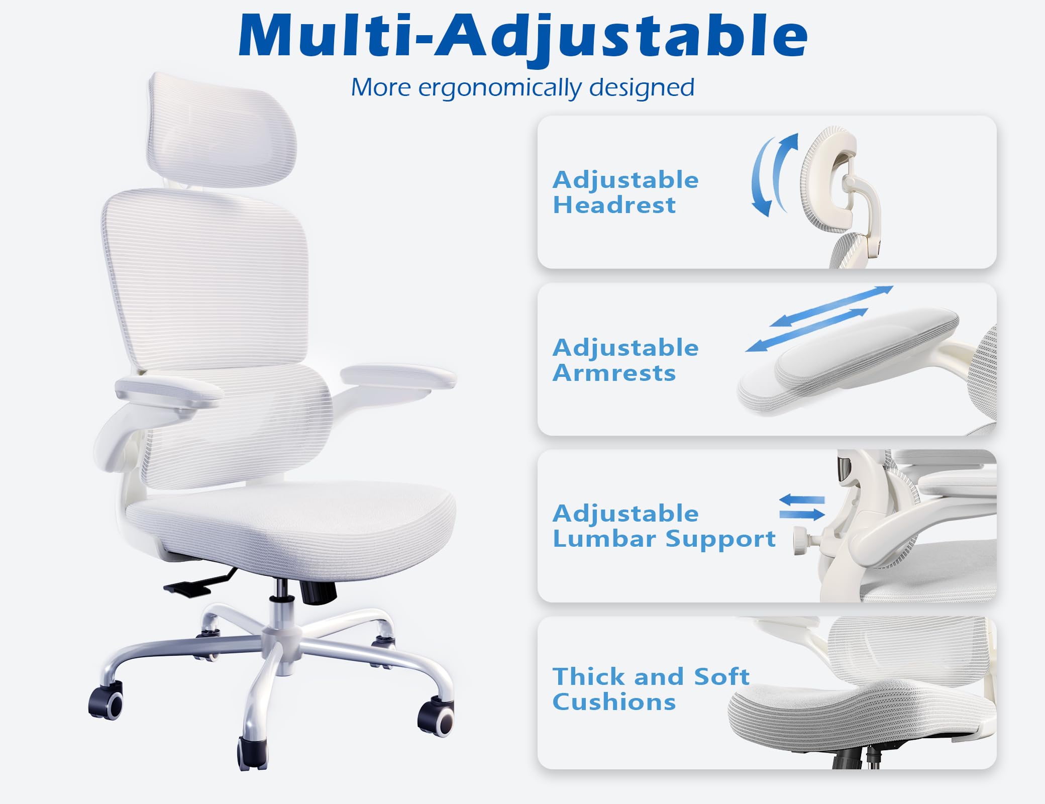 Ergonomic Office Chair with Adjustable Headrest and Lumbar Support