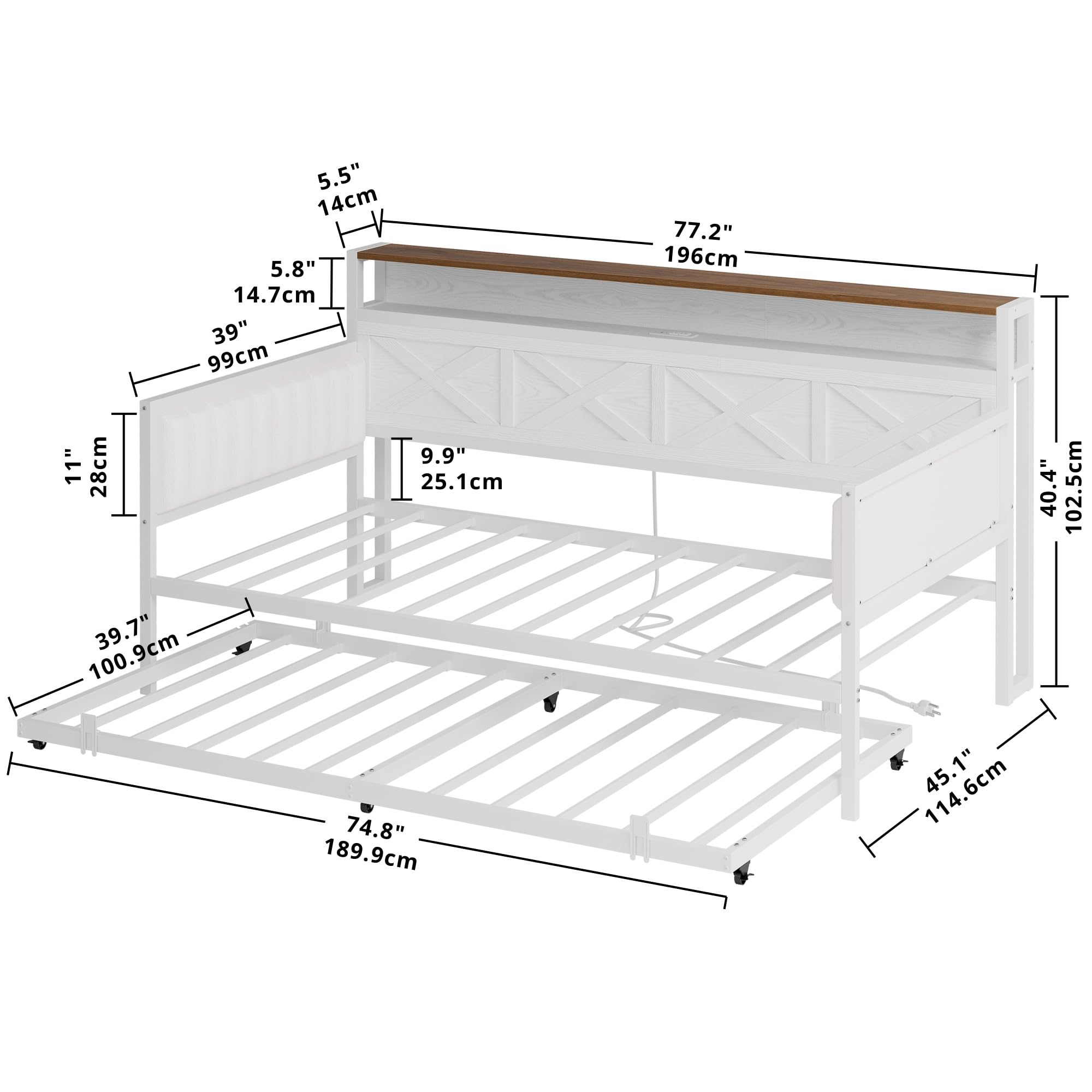 Daybed with Trundle and Charging Station