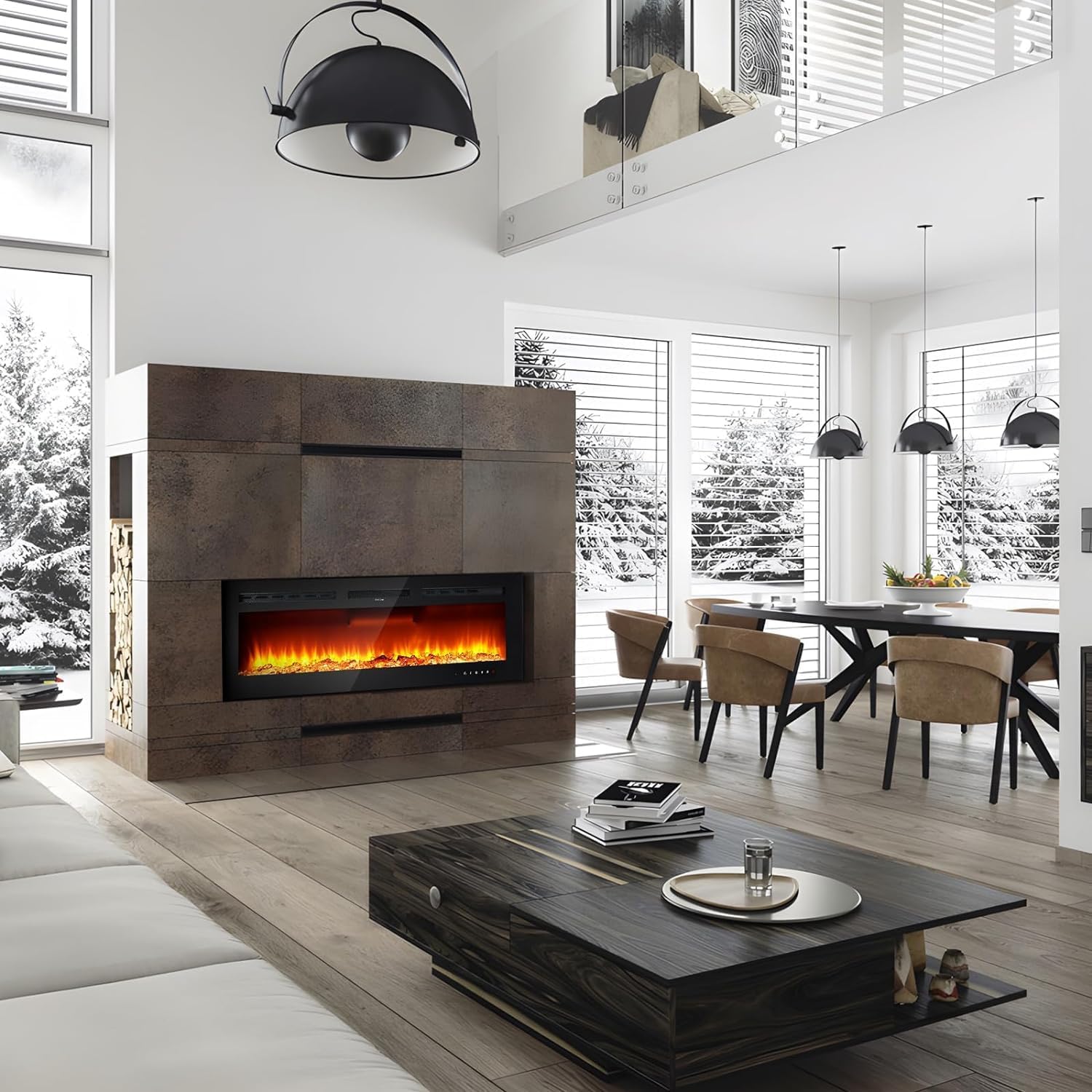60 Inch Wall-Mounted Electric Fireplace