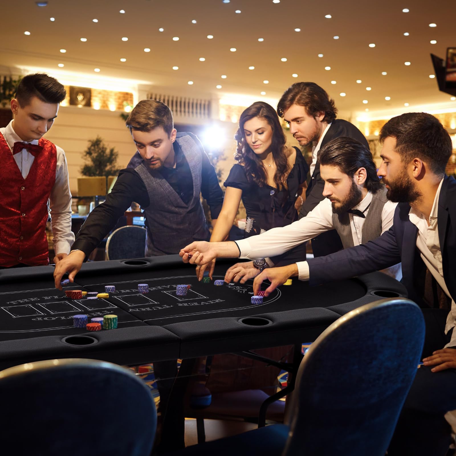 8 Player Poker Table Foldable 72 Inch Oval Card Game Table