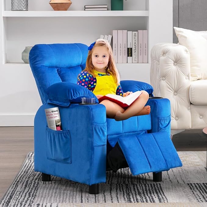 Kids Recliner Chair with Cup Holder and Footrest