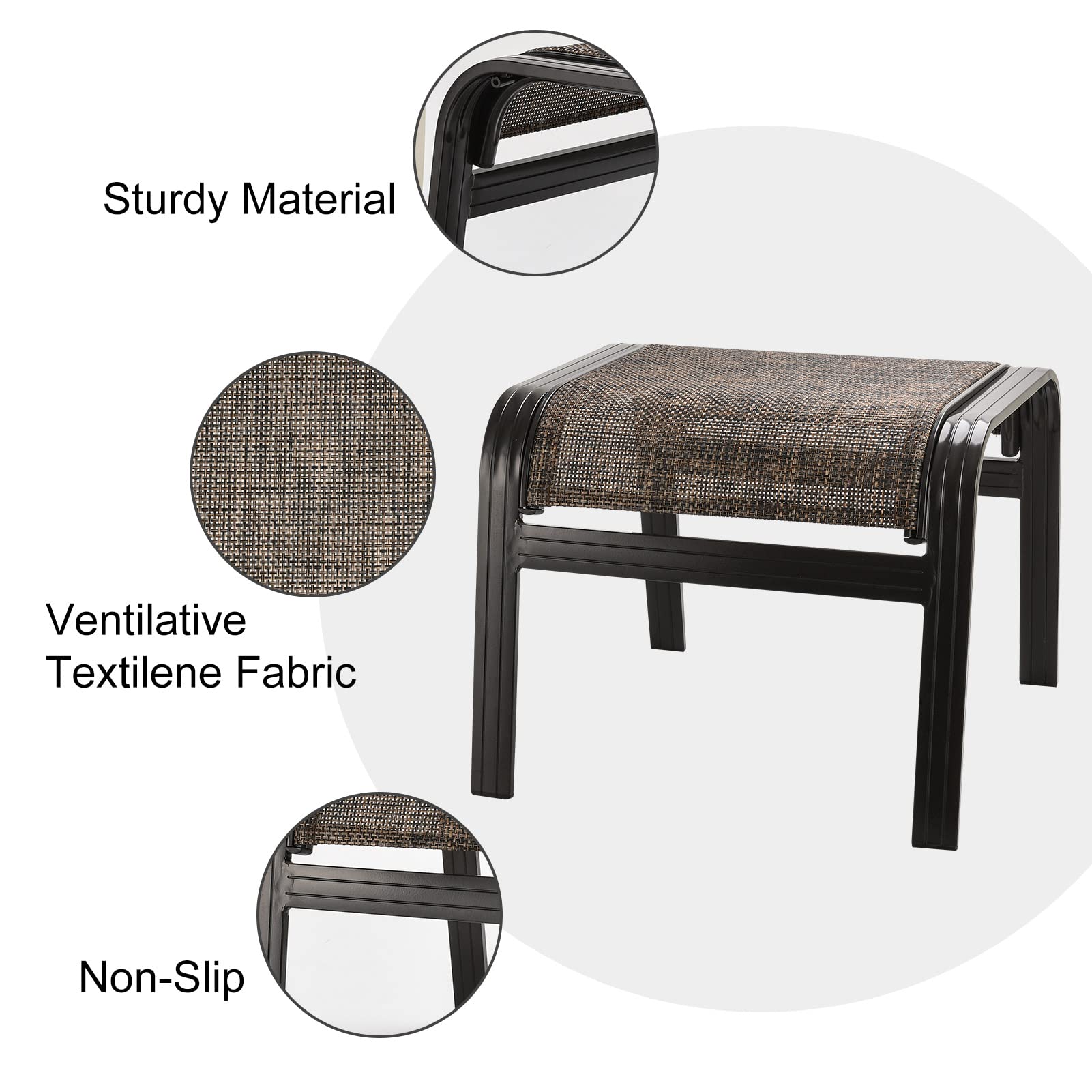 Outdoor Patio Ottoman Footrest Set of 2
