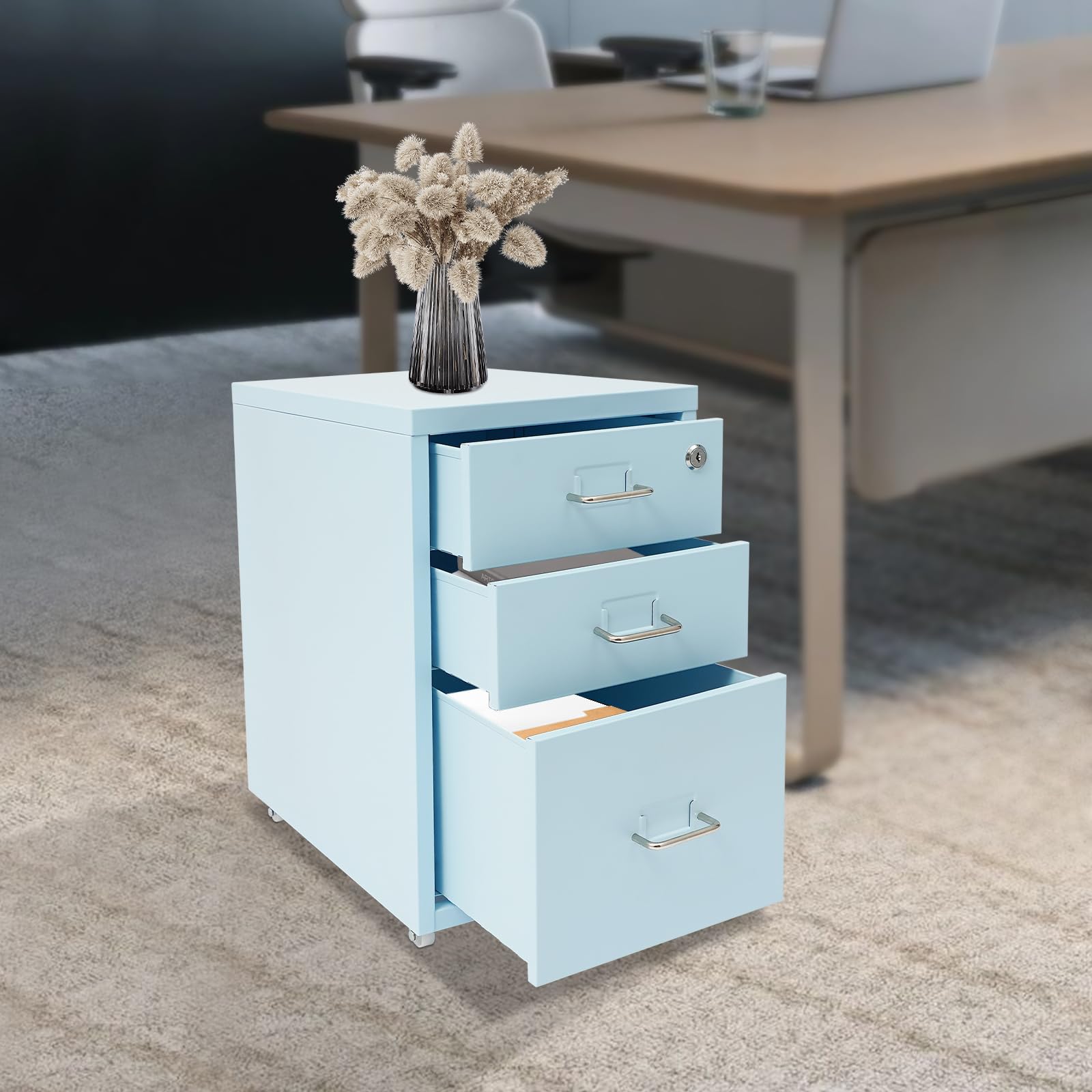 3-Drawer Lockable Mobile File Cabinet