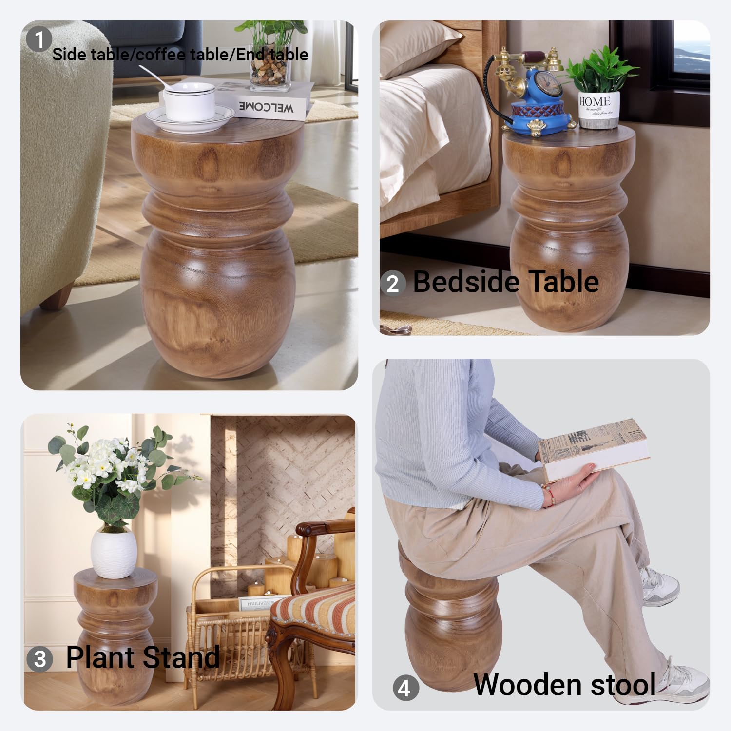 Handcrafted Tree Stump Side Table