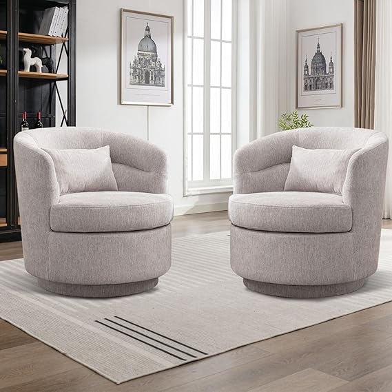 Swivel Accent Chair Set of 2 with Pillow