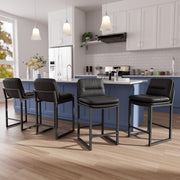 Black Bar Stools Set of 4 - 26 Inch Counter Height with Backs