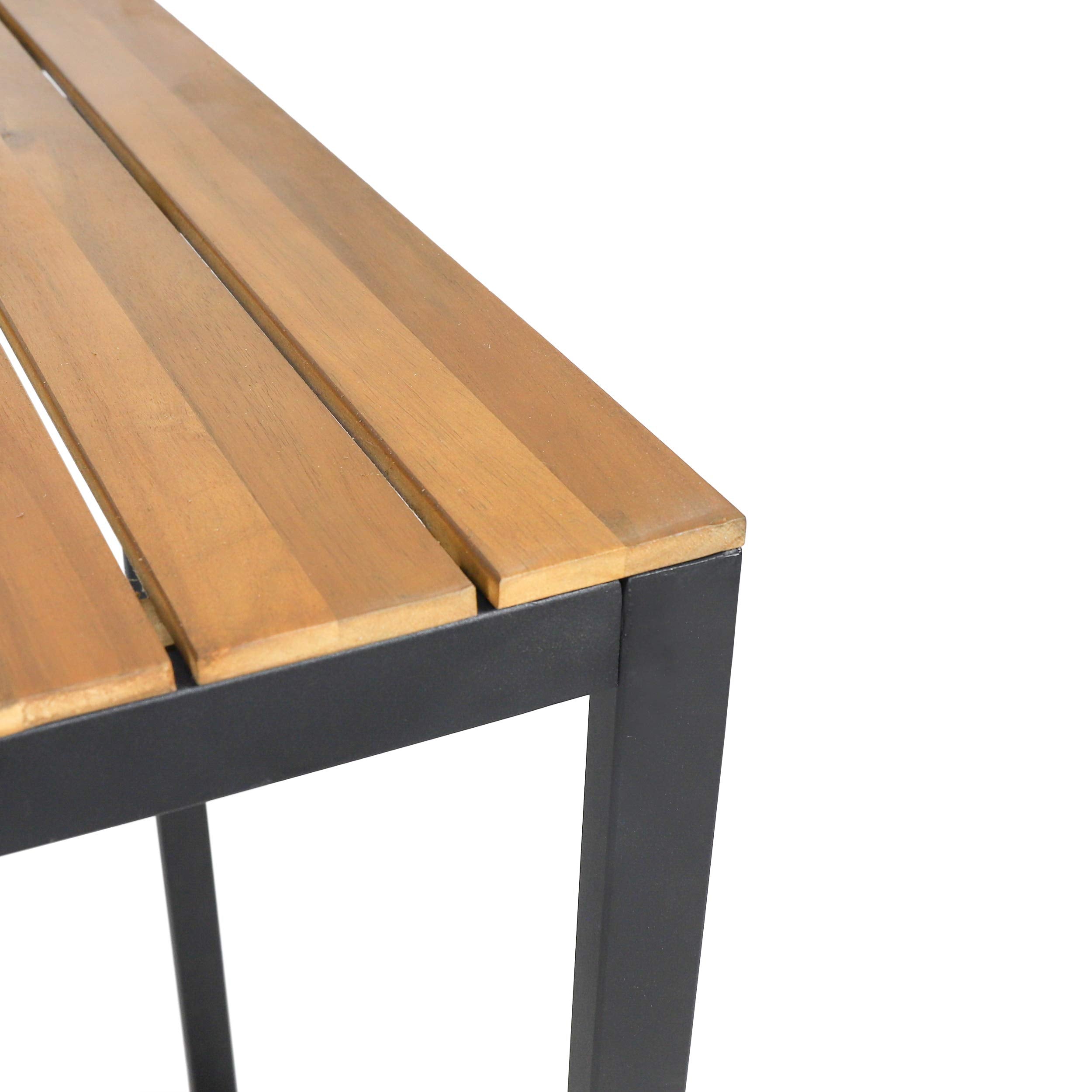 Outdoor Acacia Wood Bar Table with Metal Frame