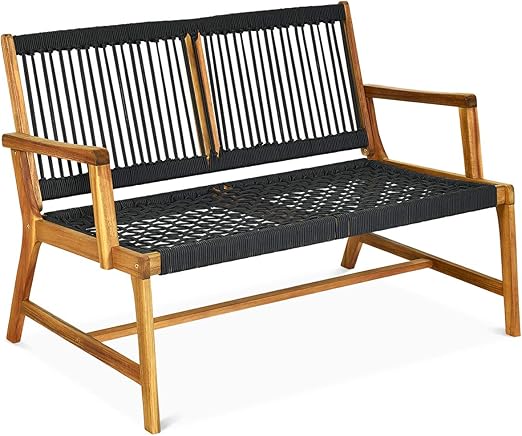 2-Person Acacia Wood Loveseat Bench