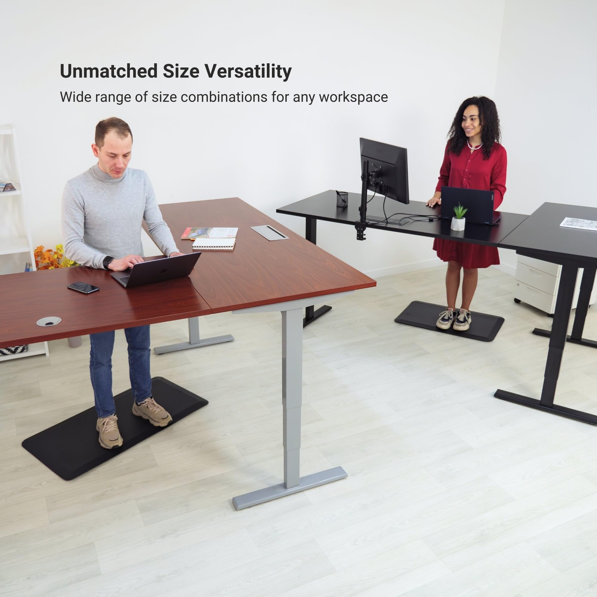 L-Shaped Electric Standing Desk with Triple Motor