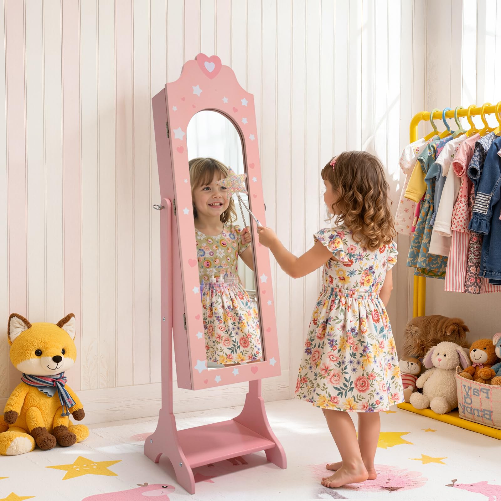 Kids Jewelry Cabinet with Full-Screen Mirror