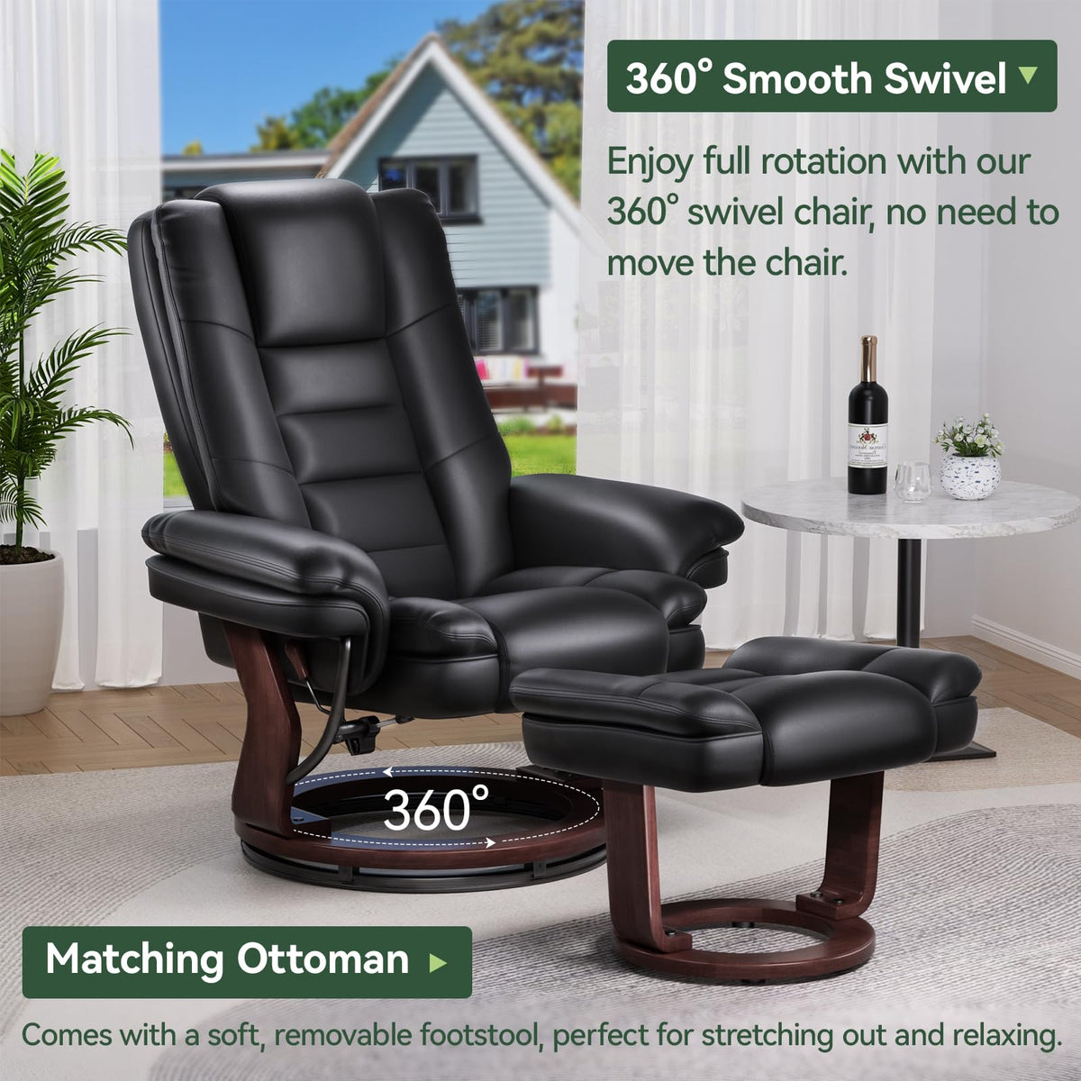Swivel Recliner Chair with Ottoman
