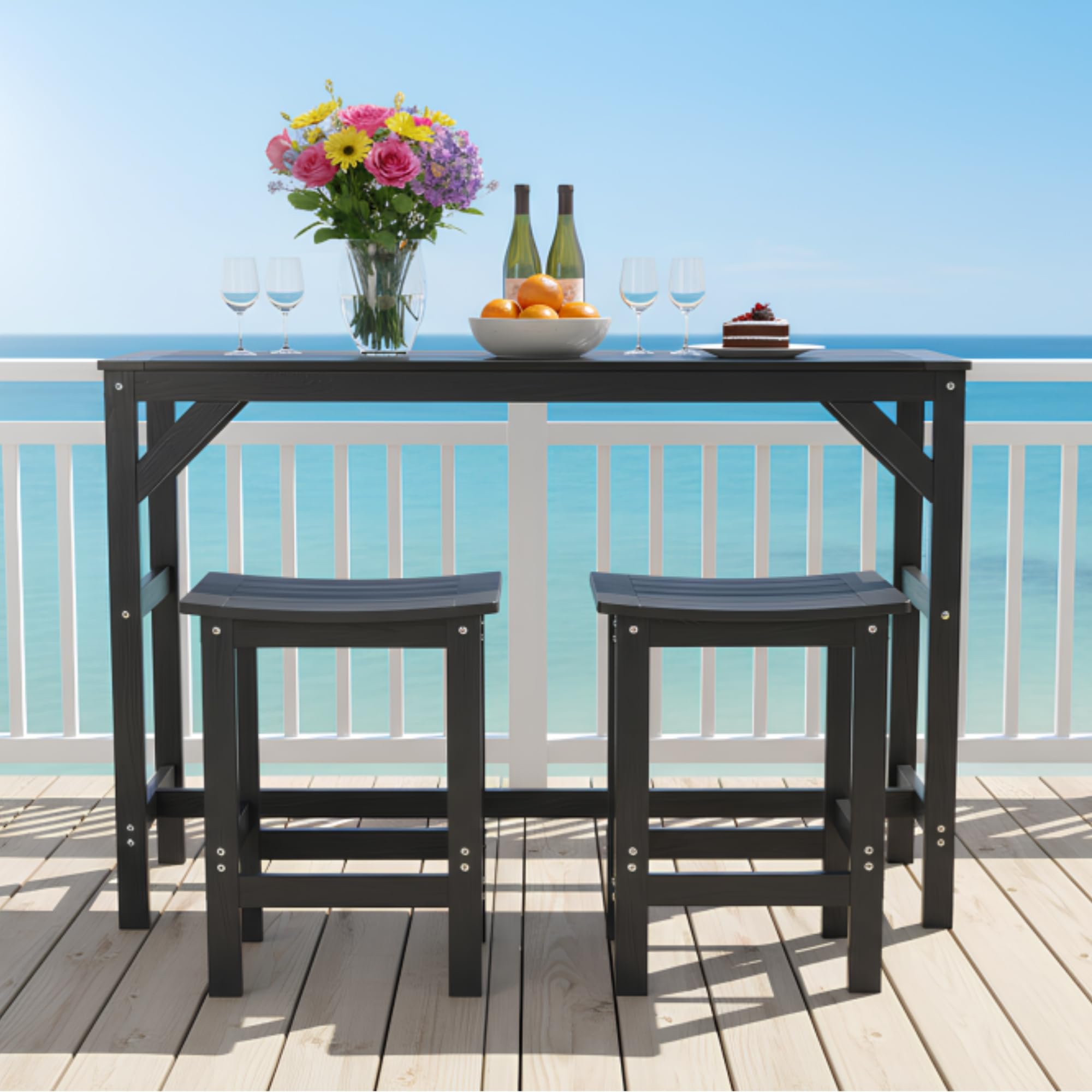 3-Piece Outdoor Patio Bar Set with Stools