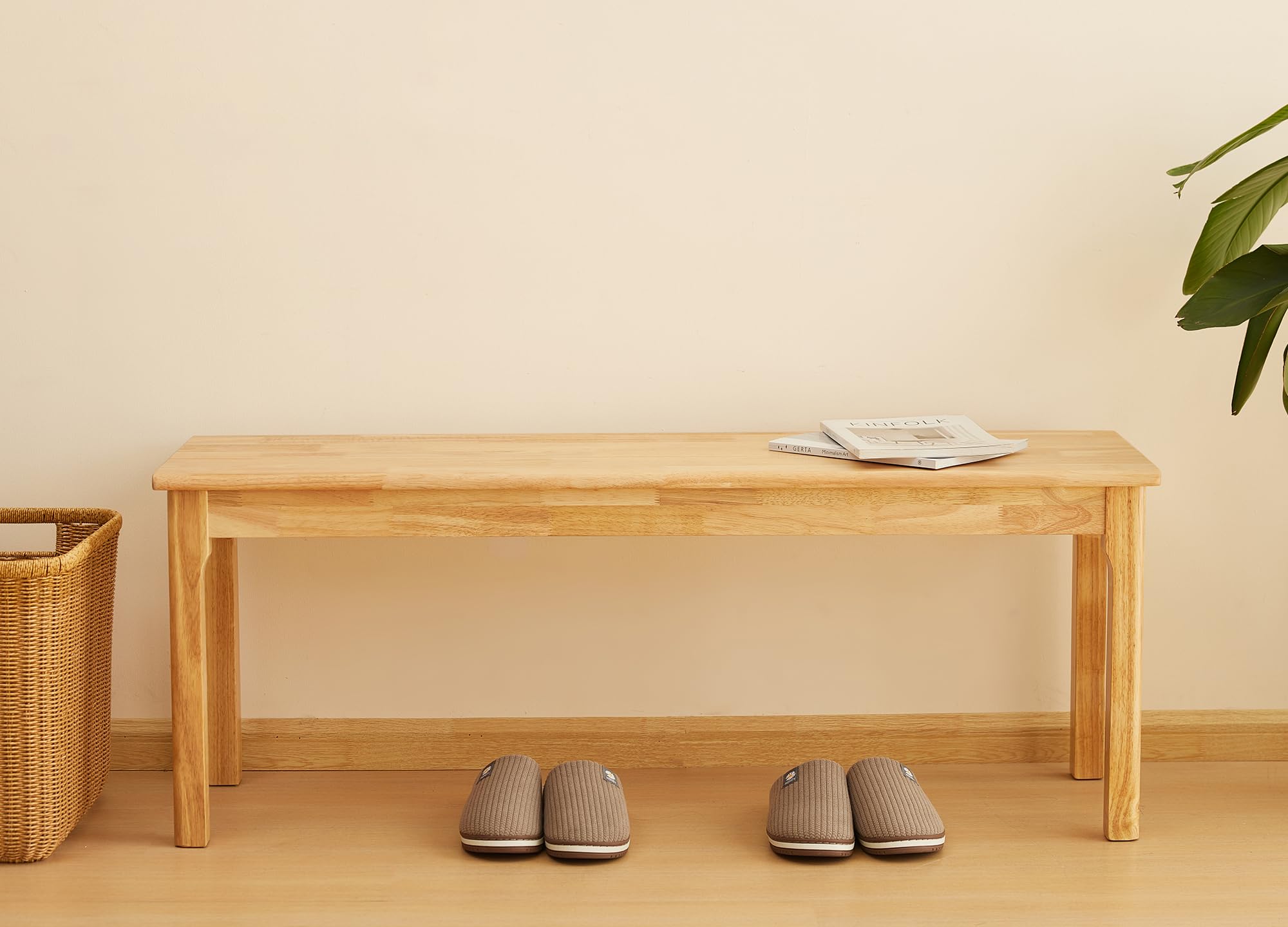 Solid Oak Wood Bench for Entryway and Dining